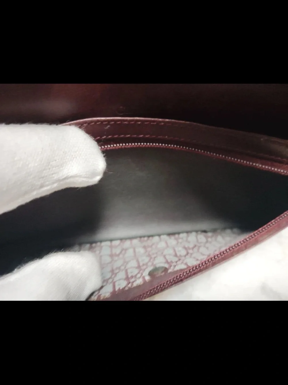 Dior Burgundy Leather Envelope wallet with Gold Logo Plaque